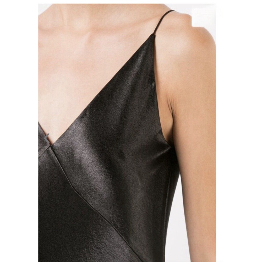 VINCE Black Satin V-Neck Midi Slip Dress Sz M Quiet Luxury Minimalist MSRP $295 - Picture 7 of 16